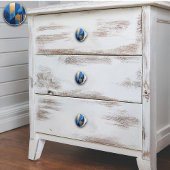 Modern blauw en goud Abstract Keramische Knop