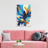Modern blauw en goud Abstract schilderij Canvas Afdruk (Insitu (Woonkamer))