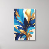 Modern blauw en goud Abstract schilderij Canvas Afdruk (Voorkant)