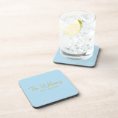 Modern Blauw en Goud Script Vastgestelde datum Bier Onderzetter (Rechterzijde)