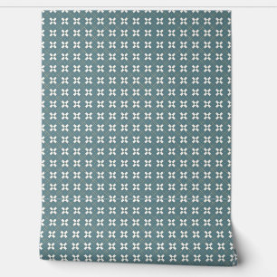 Modern blauw en ivoor geometrisch patroon behang
