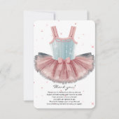 Modern blauw en roze tutu glitter Baby shower Bedankkaart (Voorkant)