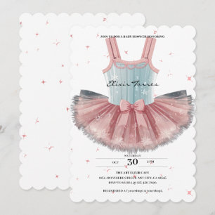 Modern blauw en roze tutu glitter Baby shower Kaart