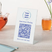 Modern blauw en wit Afspraak Reserveren QR Code Reclamebord Met Voetstuk (Insitu)
