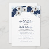 Modern blauw en wit bloemig Vrijgezellenfeest Kaart (Voorkant / Achterkant)