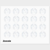 Modern blauw en wit Franse Rozen bruiloft Ronde Sticker (Vel)