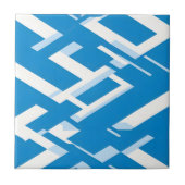 Modern blauw en wit Grieks patroon ontwerp Tegeltje (Voorkant)