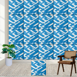 Modern blauw en wit Grieks patroon ontwerp Tegeltje