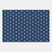 Modern blauw en wit vrolijk kerstbomen rendier inpakpapier vel (Voorkant 3)