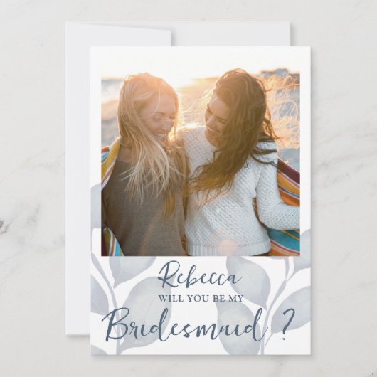 Modern blauw en wit worden mijn Bridesmaid (Voorkant)