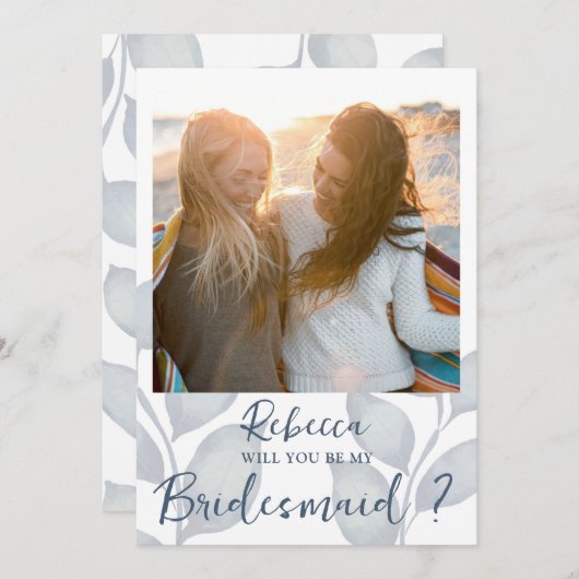 Modern blauw en wit worden mijn Bridesmaid (Voorkant / Achterkant)