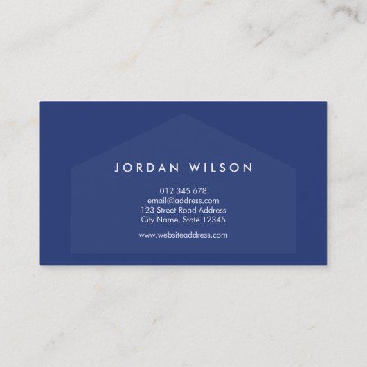 Modern Blauw en Witte Huis Makelaar Visitekaartje (Achterkant)