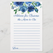 Modern blauw floraal advies Baby shower spel (Voorkant)