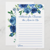 Modern blauw floraal advies Baby shower spel (Voorkant / Achterkant)