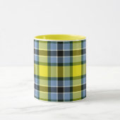 Modern Blauw & Geel Tartan Plaid Patroon Mok (Midden)