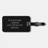 Modern blauw geruite patroon monogram bagagelabel (Achterkant horizontaal)