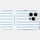 Modern blauw gestreepte gepersonaliseerde naam Chi Case-Mate iPhone Case (Achterkant (horizontaal))