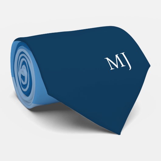 MODERN BLAUW GESTREEPTE LIJNEN MONOGRAM INITIALEN STROPDAS (Opgerold)