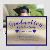 Modern blauw goud Afstuderen klasse van 2024 Kaart (Voorkant / Achterkant)
