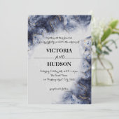 Modern Blauw Goud Agaat Marmer Kaart (Staand voorkant)