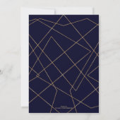 Modern Blauw Goud Geometrisch Lijnenontwerp Kaart (Achterkant)