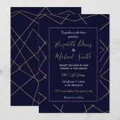 Modern Blauw Goud Geometrisch Lijnenontwerp Kaart (Voorkant / Achterkant)