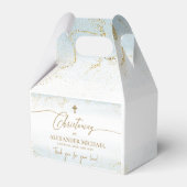 Modern Blauw Goud Kruis Dank je jongen doop Bedankdoosjes (Achterkant)