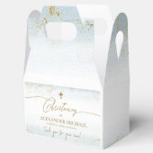 Modern Blauw Goud Kruis Dank je jongen doop Bedankdoosjes (Geopend)