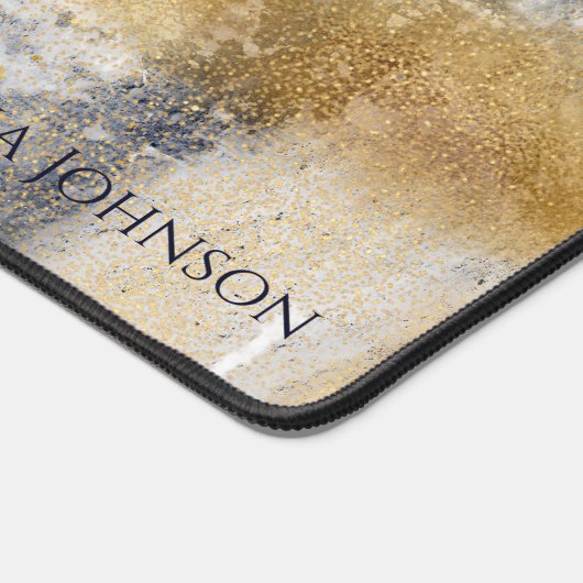 Modern Blauw Goud Schilderen Abstract Bureaumat (Hoek)