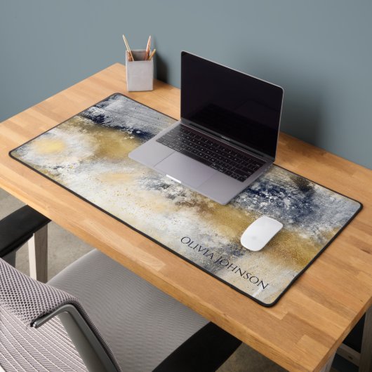Modern Blauw Goud Schilderen Abstract Bureaumat (Kantoor 2)