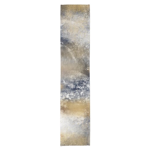 Modern Blauw Goud Schilderen Abstract Korte Tafelloper (Voorkant)