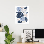 Modern Blauw Grijs Abstract Patroon Poster (Thuiskantoor)