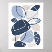 Modern Blauw Grijs Abstract Patroon Poster (Voorkant)