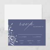 Modern Blauw Grijs Foliage Wedding RSVP Kaart (Voorkant / Achterkant)