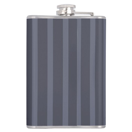 Modern blauw grijs gestreept heupfles (Achterkant)