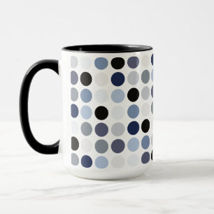 modern blauw grijs polka stippen patroon monogram mok