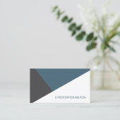 Modern Blauw Grijs Wit Geometrisch Consultant Visitekaartje (Staand voorkant)
