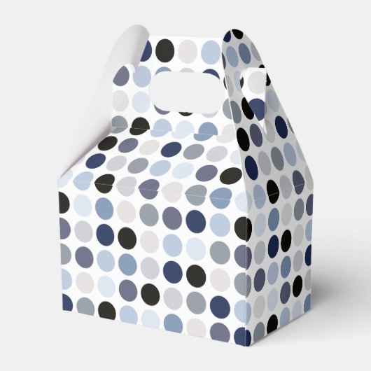 modern blauw - grijze polka - stips monogram bedankdoosjes (Achterkant)