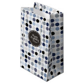 modern blauw - grijze polka - stips monogram klein cadeauzakje (Voorkant Gekanteld)