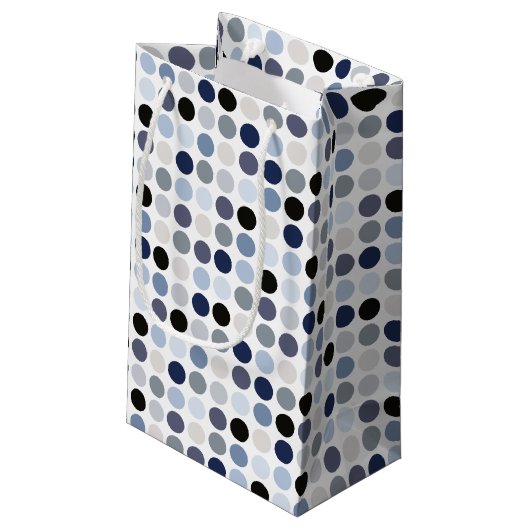 modern blauw - grijze polka - stips monogram klein cadeauzakje (Achterkant Gekanteld)