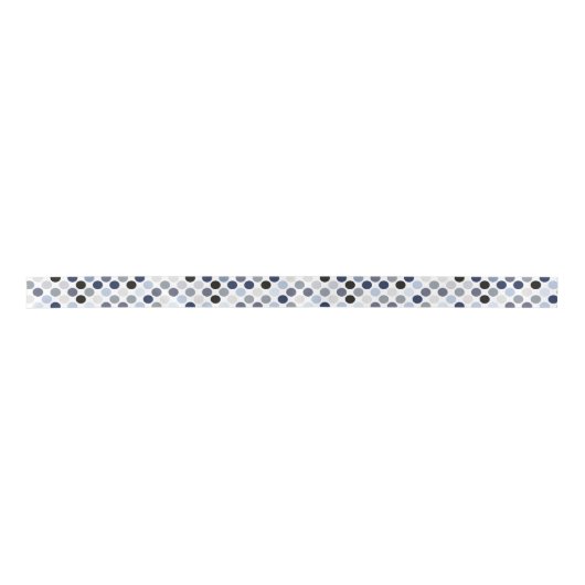 modern blauw - grijze polka - stips monogram lint (Voorkant)