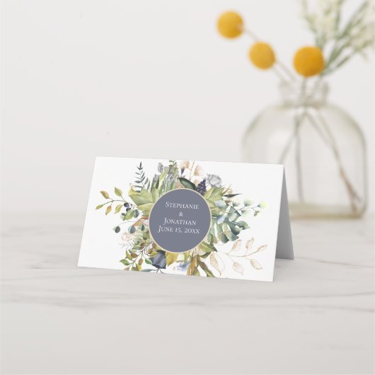 MODERN BLAUW & GROEN BOTANISCH GROEN Bruiloft (Achterkant)