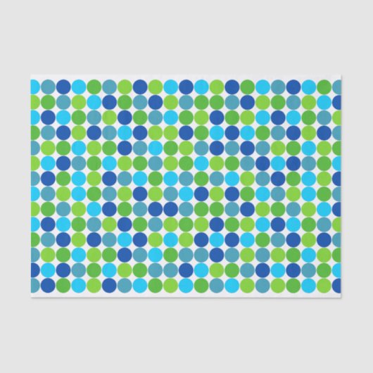 Modern blauw groen polka dot patroon tissuepapier (Voorkant)