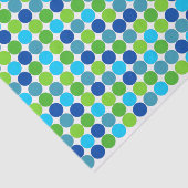 Modern blauw groen polka dot patroon tissuepapier (Detail)