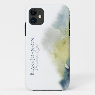 Modern Blauw Groen Waterverf Business Adverteren iPhone 11 Hoesje