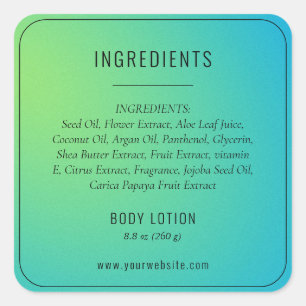 Modern Blauw Groene Ingredientenlijst Productlabel Vierkante Sticker