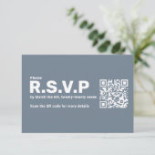 Modern Blauw Grote RSVP QR Code Huwelijk Informatiekaartje (Staand voorkant)