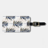 Modern blauw handpalm laat gouden strelen wit desi bagagelabel (Voorkant horizontaal)