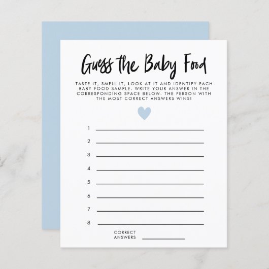 Modern blauw hart raadt het Baby-schoenenspel (Voorkant / Achterkant)