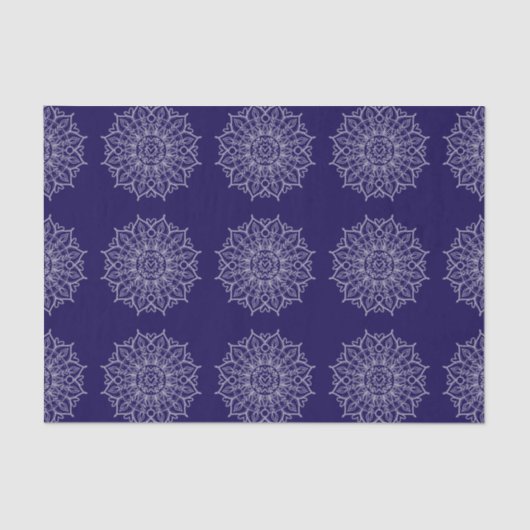 Modern Blauw Indigo Mandala Boho Decoupage Gift Tissuepapier (Voorkant)